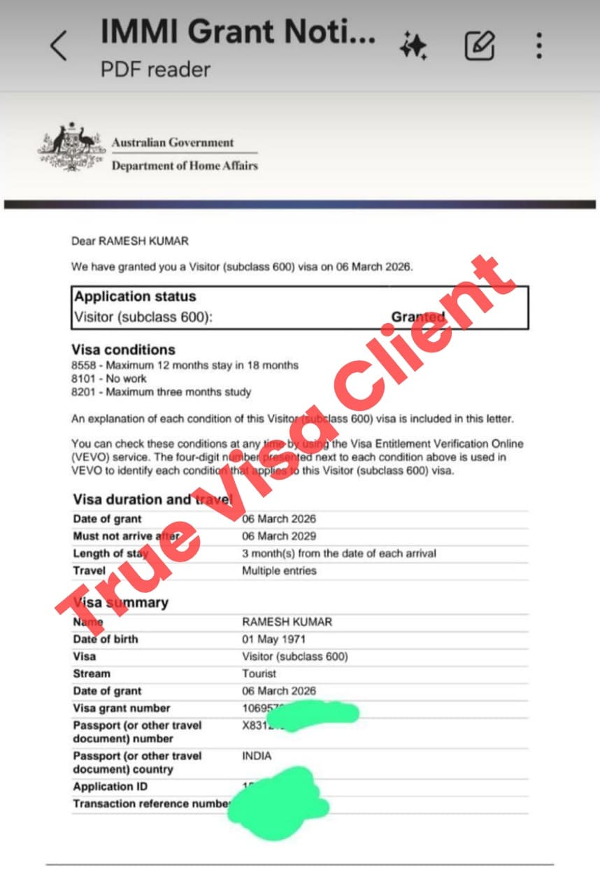 PPR Visa Approval Letter