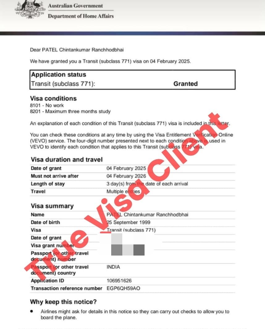 PPR Visa Approval Letter